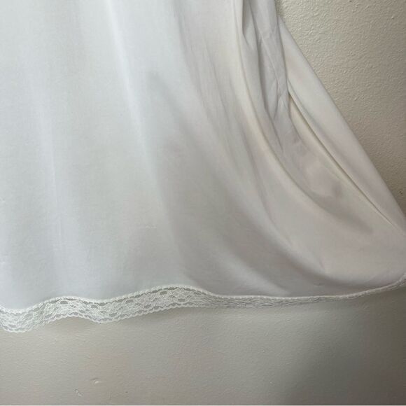 Vintage 70s 80s Vanity Fair Full Slip Lace Trim Cream Beige Women 40-42 Made USA - Picture 5 of 12